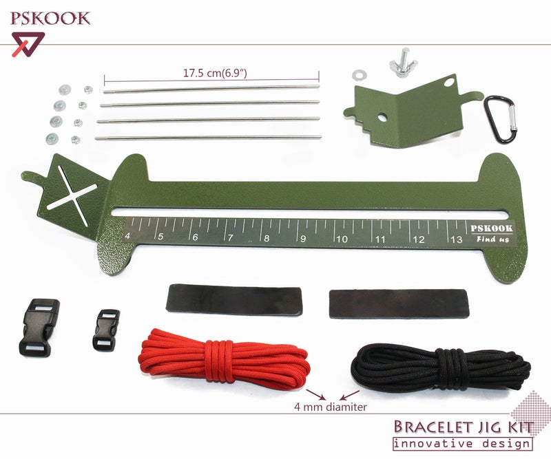 PSKOOK Paracord Bracelet Jig Kit, Paracord Tool Kit Adjustable Length Weaving DIY Craft Maker Tool (Army Green) - Image 3